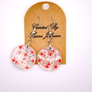 Glitter Santa Claus Sprinkles 1” Resin Earrings with silver Hardware